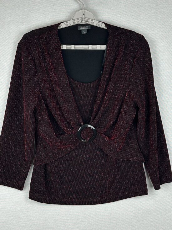 dressbarn Tops - DRESSBARN BURGUNDY SPARKLY TWO-PIECE LOOK WOMEN'S TOP SIZE XL